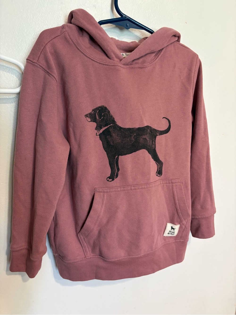 The Black Dog Dusty Rose Pullover Hoodie with Black Dog Graphic XS